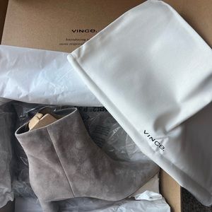 Vince Hilda Suede Zip Booties in (grey/light wood smoke)